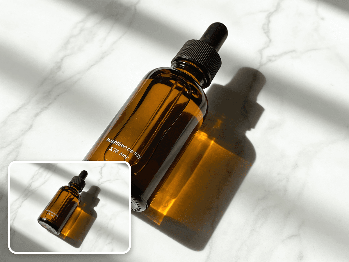 Product photo upscaled to print-ready resolution with AI - before and after
